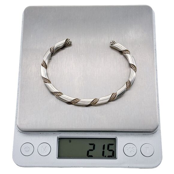 Vintage Southwestern Sterling Silver 925 Twisted Rope Cuff Bracelet 6.5" - Picture 5 of 5